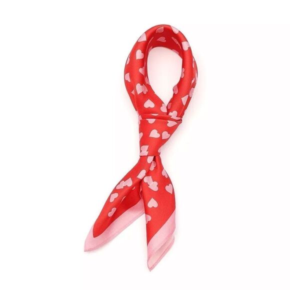 KATE SPADE ♠️ Fluttering Red Heart Links Silk Bandana NWT - Picture 2 of 5